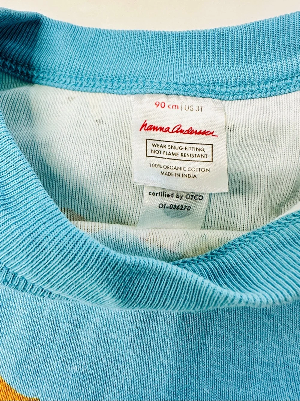 Hanna Andersson Blue Horse Print Long-Sleeve Pajama Top